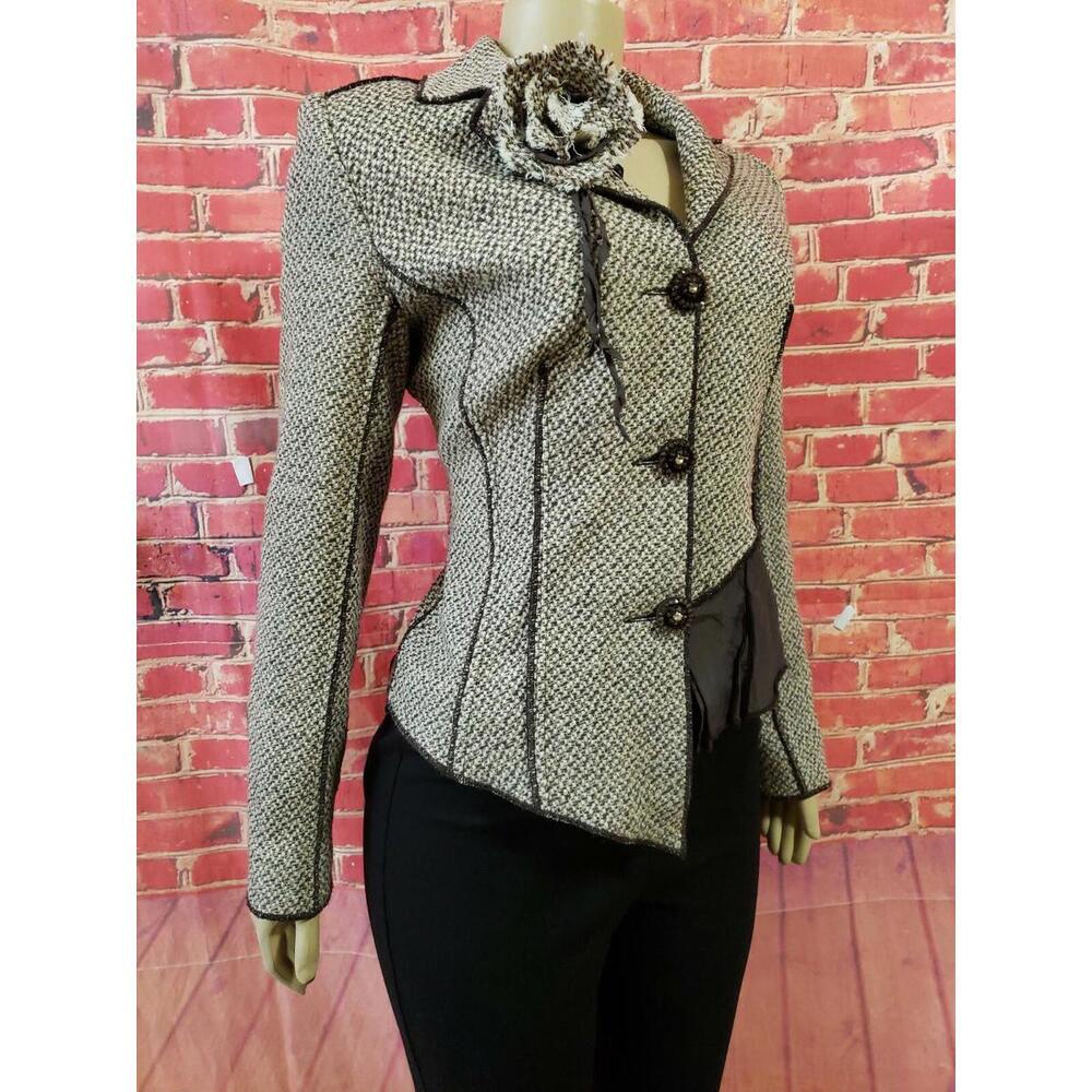 Extenzo Paris Made In France Lagenlook Brown Women's Blazer Jacket F 40/ Us 10 View 3